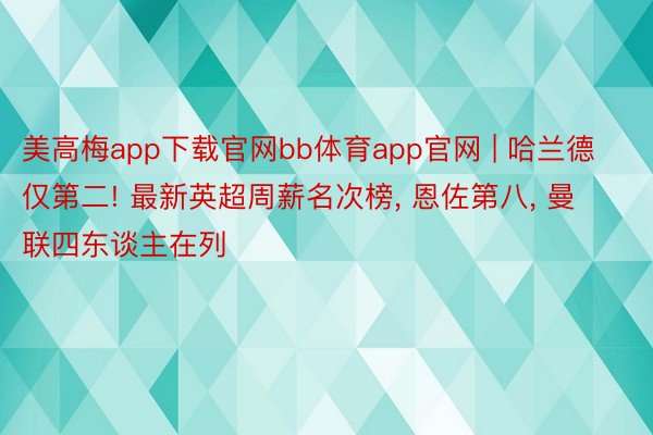 美高梅app下载官网bb体育app官网 | 哈兰德仅第二! 最新英超周薪名次榜, 恩佐第八, 曼联四东谈主在列