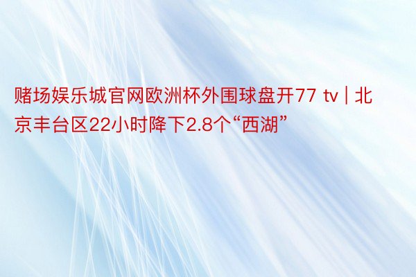 赌场娱乐城官网欧洲杯外围球盘开77 tv | 北京丰台区22小时降下2.8个“西湖”