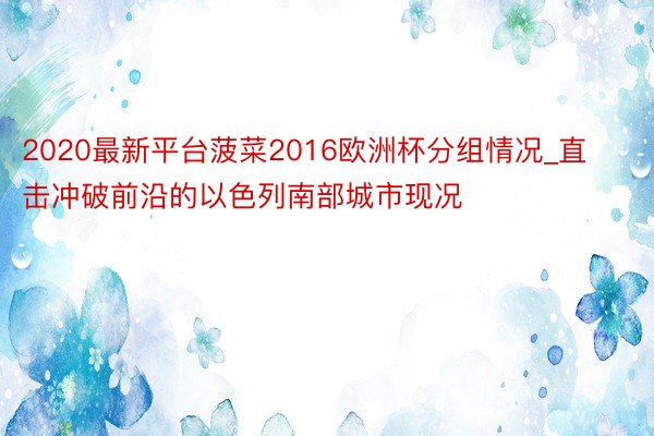 2020最新平台菠菜2016欧洲杯分组情况_直击冲破前沿的以色列南部城市现况